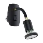 Eglo Applique Murale Parrini Lamp avec Prise Noir 4.5W 345lm - 830 Blanc Chaud | IP20 - Incl. 1x GU10
